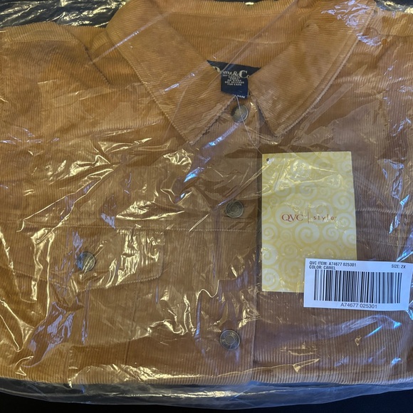 Denim & Co corduroy camel button down jacket women’s 2X NWT - Picture 6 of 8